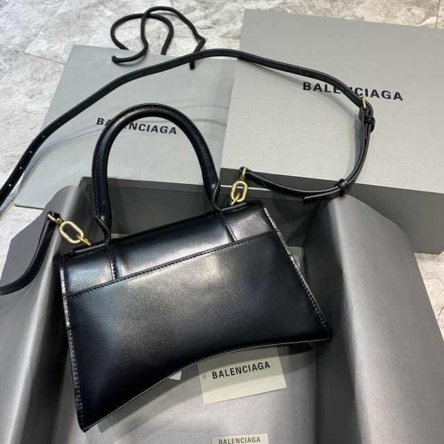 Balenciaga original shiny calfskin hourglass small handbag 5935461 black