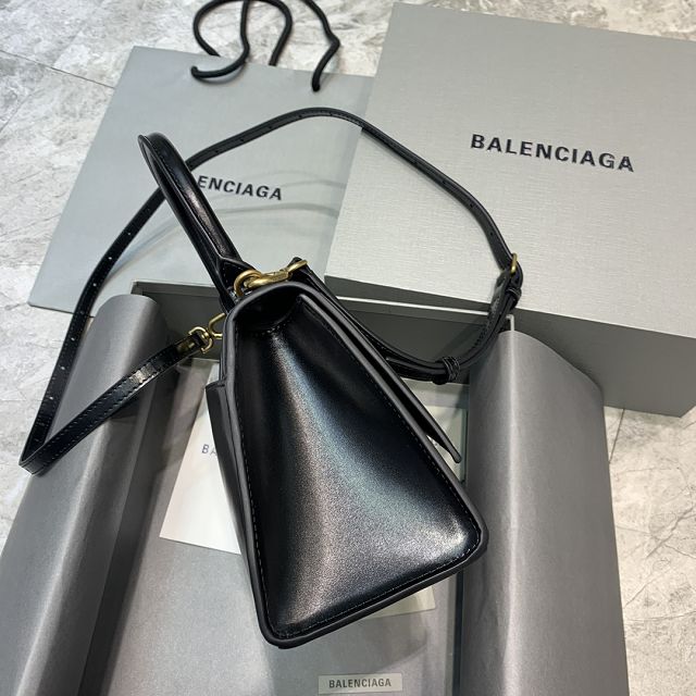 Balenciaga original shiny calfskin hourglass small handbag 5935461 black