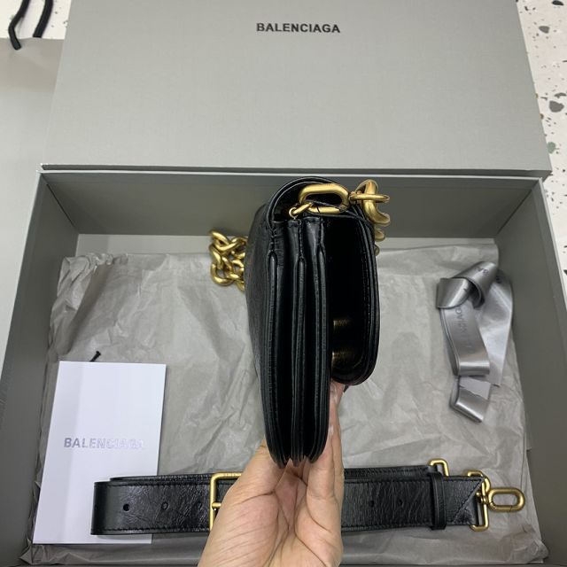 Balenciaga original calfskin BB soft small flap bag 7485982 black