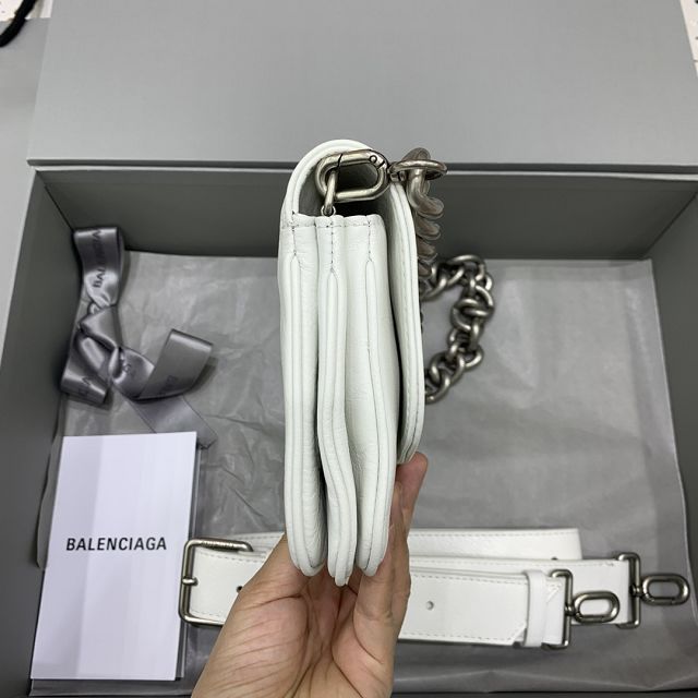 Balenciaga original calfskin BB soft small flap bag 7485982 white