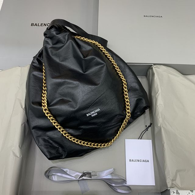 Balenciaga original calfskin crush small tote bag 7429412 black