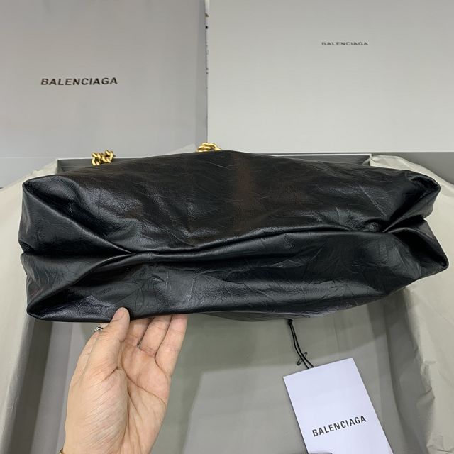 Balenciaga original calfskin crush small tote bag 7429412 black