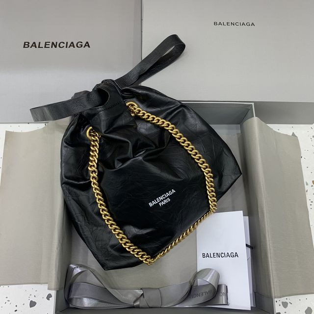 Balenciaga original calfskin crush small tote bag 7429422 black