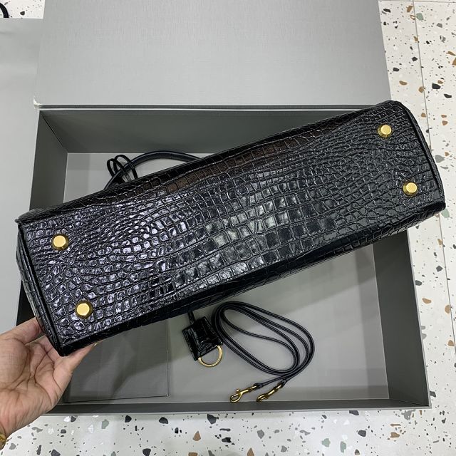 Balenciaga original crocodile calfskin rodeo large handbag 7897442 black