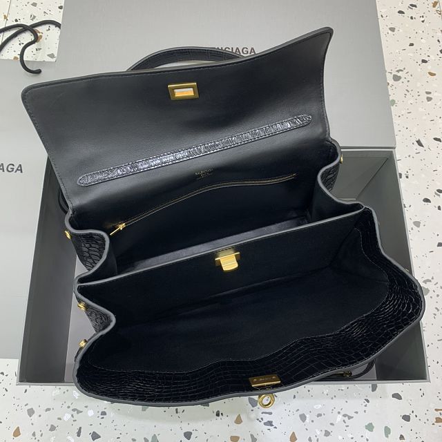 Balenciaga original crocodile calfskin rodeo medium handbag 7897722 black