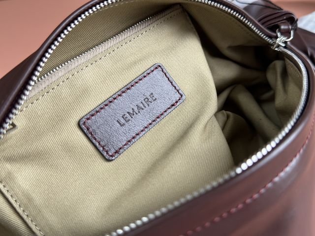 Lemaire original aged calfskin croissant bag EH0970 dark coffee