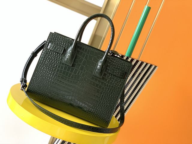 YSL original crocodile calfskin medium sac de jour bag 421863 green