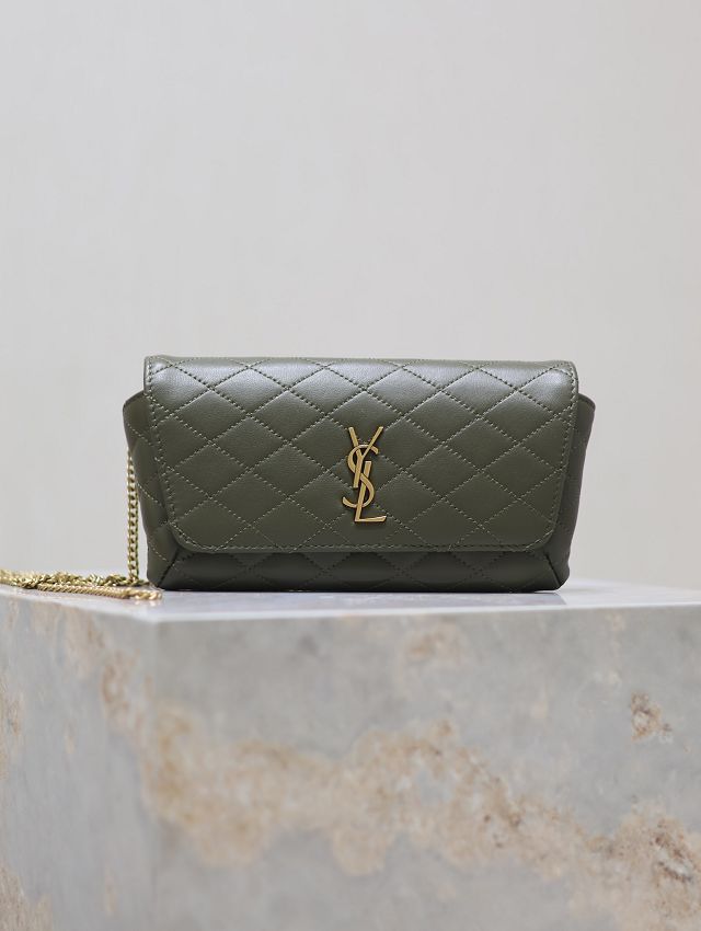 YSL original lambskin gaby phone case 742579 green