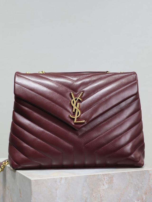 YSL original calfskin loulou medium bag 487216 bordeaux