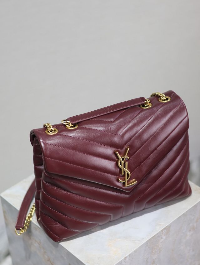 YSL original calfskin loulou medium bag 487216 bordeaux