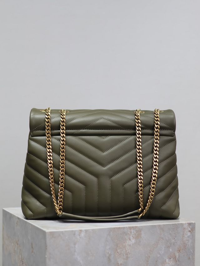 YSL original calfskin loulou medium bag 487216 dark green