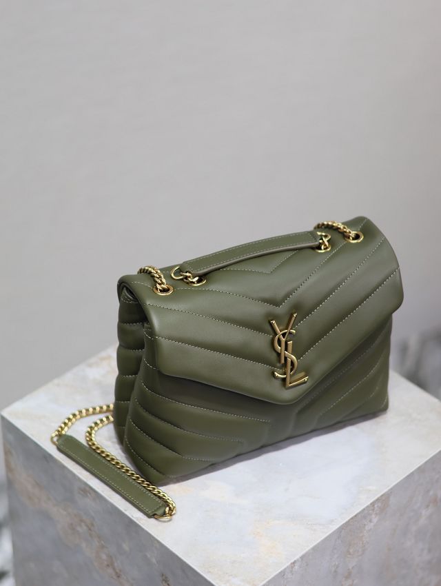 YSL original  calfskin loulou small bag 494699 dark green