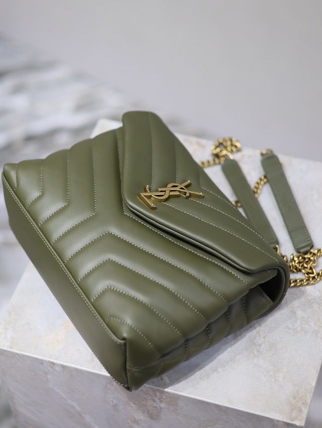 YSL original  calfskin loulou small bag 494699 dark green