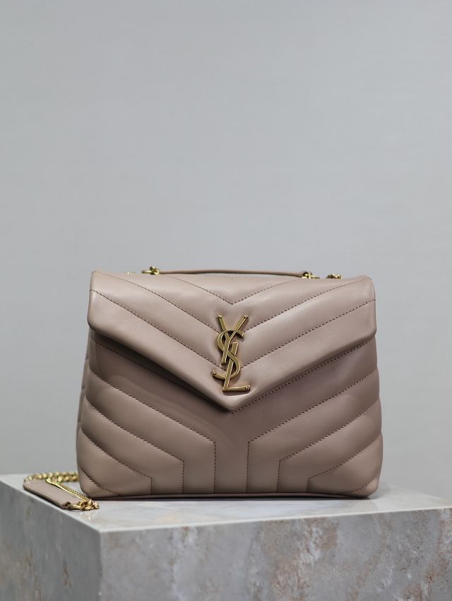 YSL original  calfskin loulou small bag 494699 rose beige