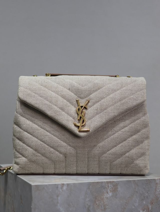 YSL original cotton loulou medium bag 487216 beige