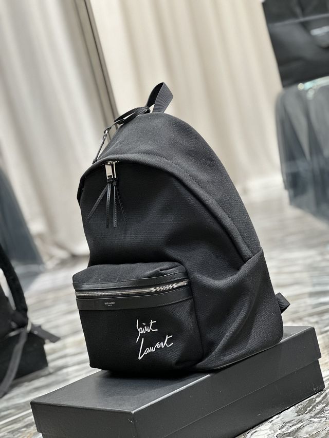 YSL original nylon canvas large city backpack 326865 black