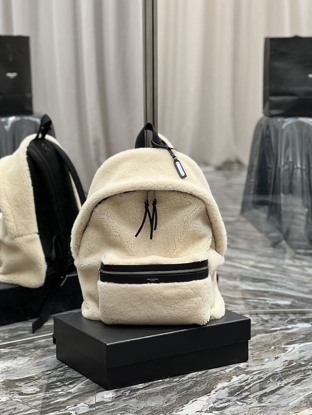 YSL original shearling large city backpack 326865 beige