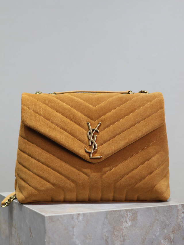 YSL original suede calfskin loulou medium bag 487216 brown