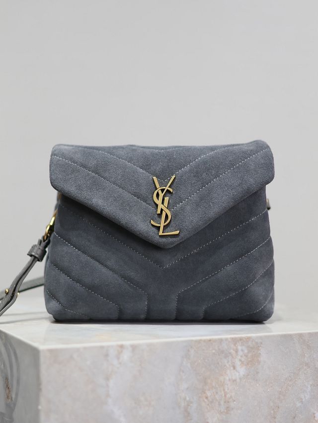 YSL original suede calfskin loulou mini bag 467072 grey