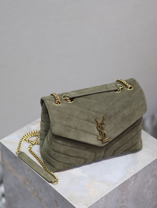 YSL original suede calfskin loulou small bag 494699 green