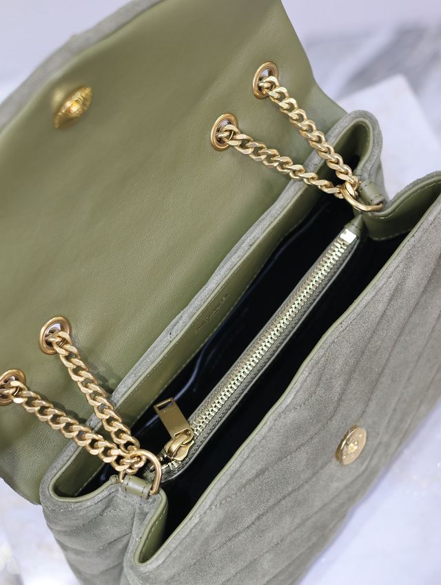 YSL original suede calfskin loulou small bag 494699 green