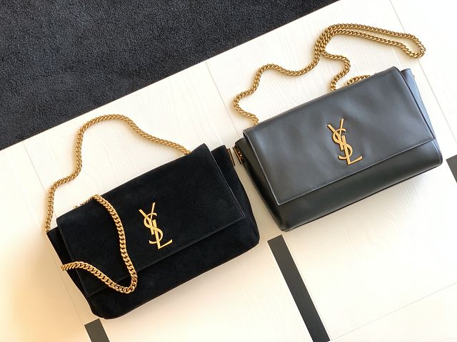 YSL original suede calfskin reversible medium kate bag 553804 black