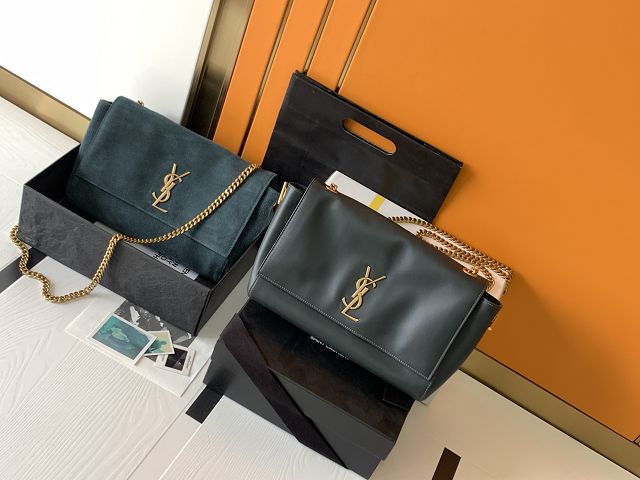 YSL original suede calfskin reversible medium kate bag 553804 dark green