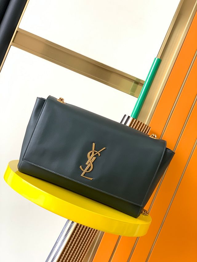 YSL original suede calfskin reversible medium kate bag 553804 dark green