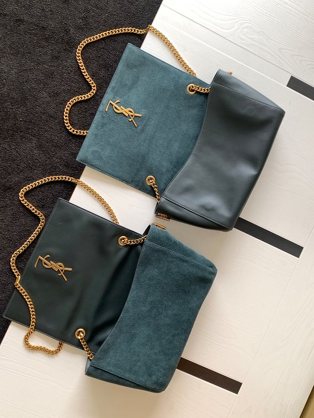 YSL original suede calfskin reversible medium kate bag 553804 dark green