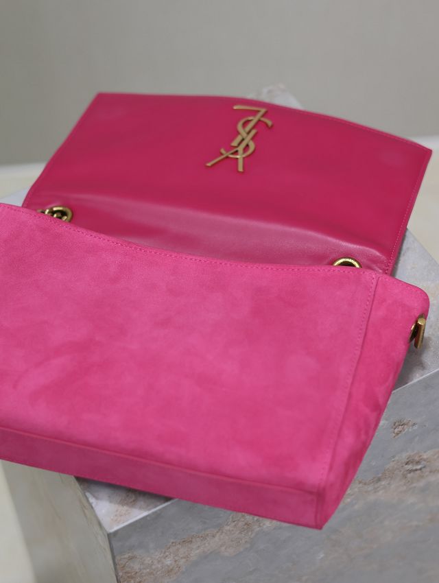 YSL original suede calfskin reversible medium kate bag 553804 rose red