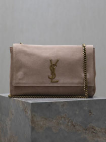 YSL original suede calfskin reversible small kate bag 737128 rose beige