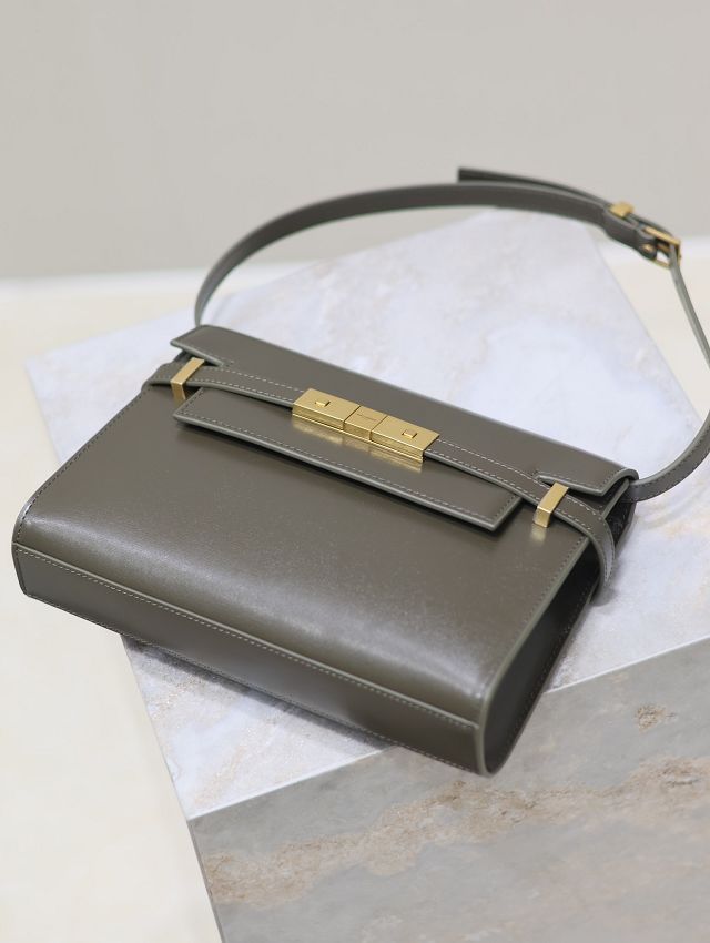 YSL original calfskin manhattan small flap bag 675626 dark green