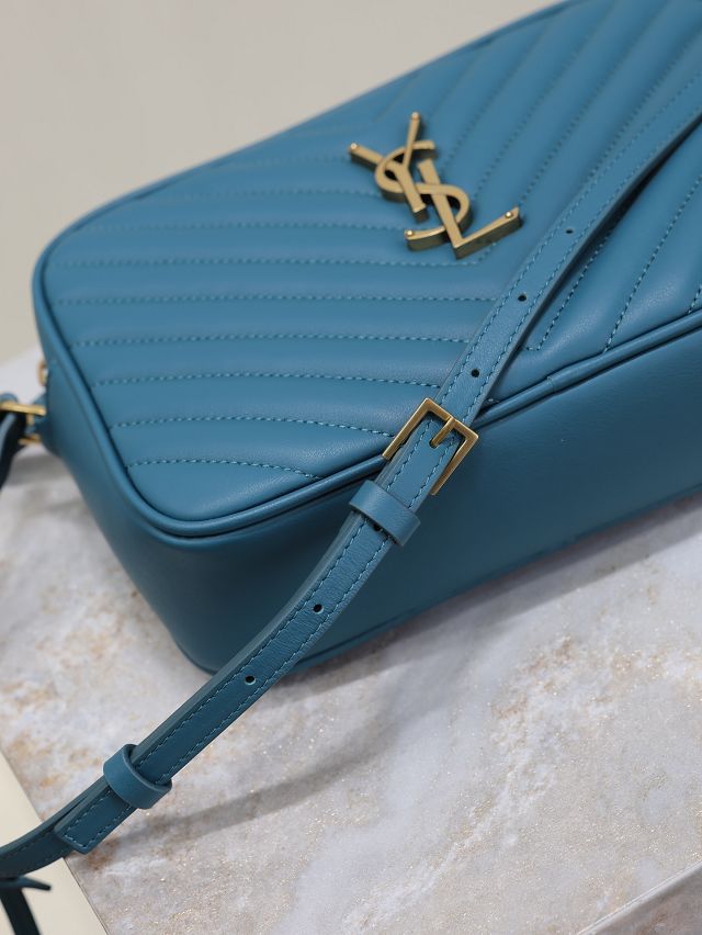 YSL original patent calfskin lou camera bag 520534 blue