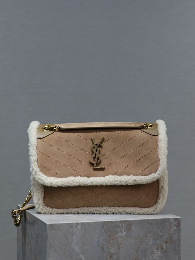 YSL original shearling medium niki bag 633158 beige