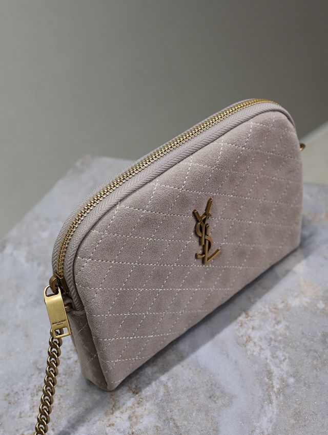 YSL original suede cassandre carre camera bag 764809 grey