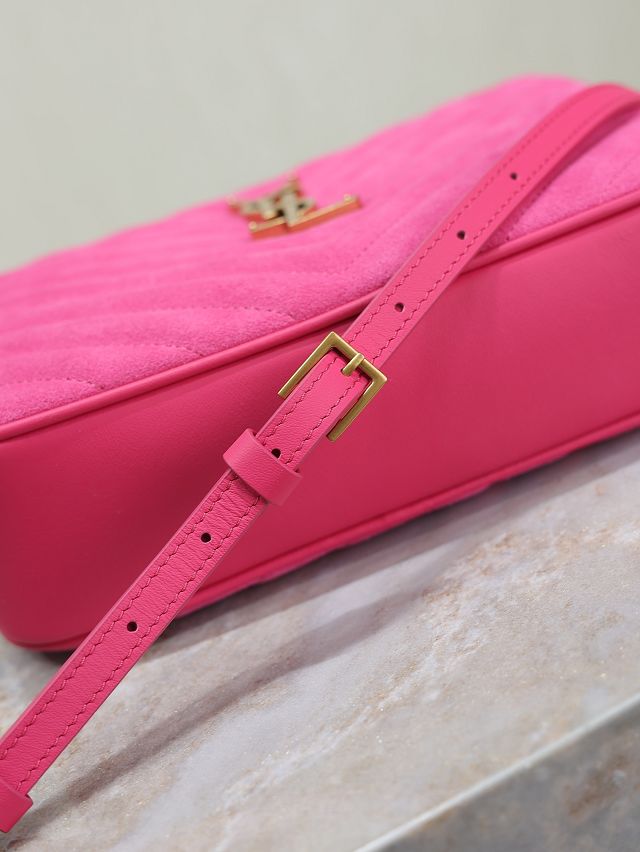 YSL original suede lou camera bag 520534 rose red