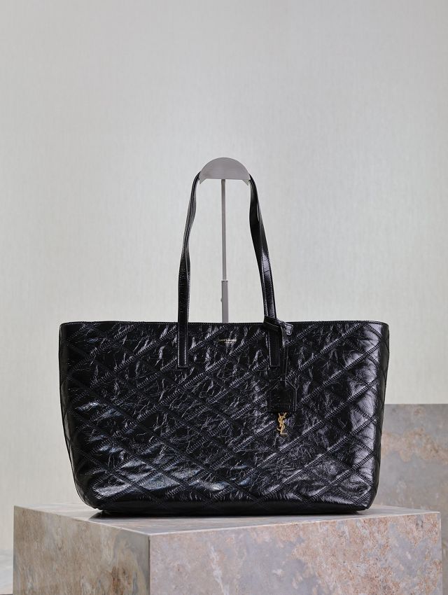 YSL original aged calfskin shopping tote bag 394195 black