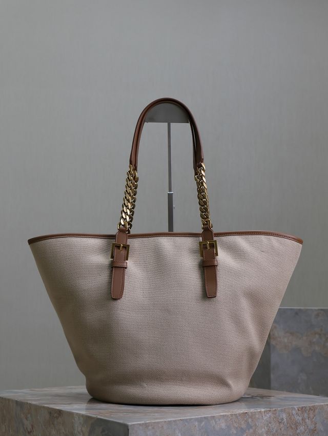 YSL original canvas cabas bag 791303 beige