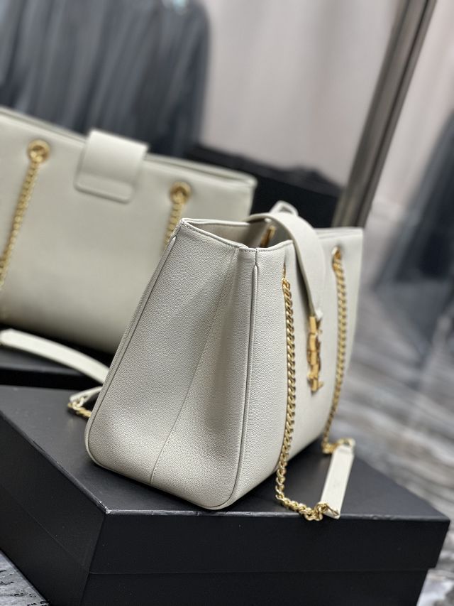 YSL original grained calfskin shopping bag 668900-2 white