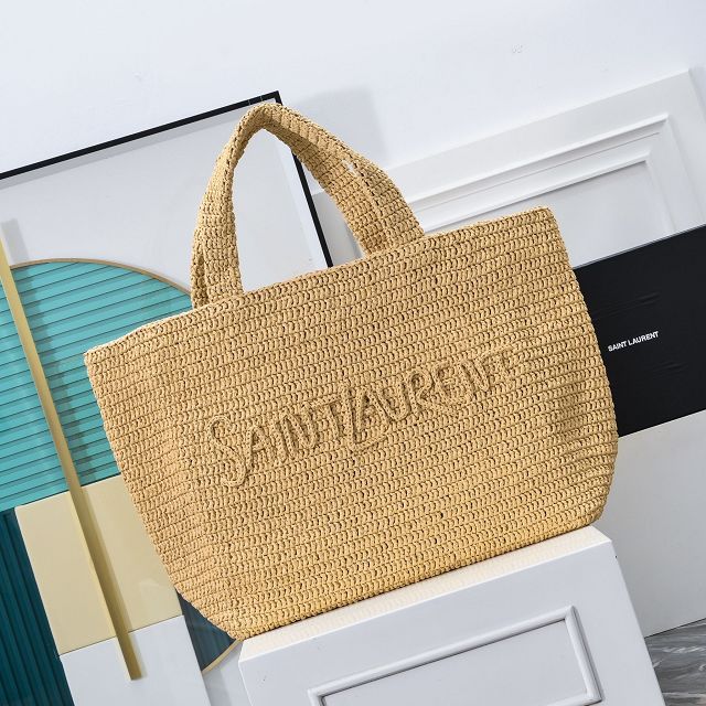 YSL original raffia shopping tote bag 379269 beige