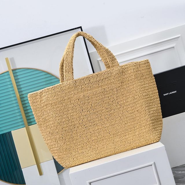 YSL original raffia shopping tote bag 379269 beige