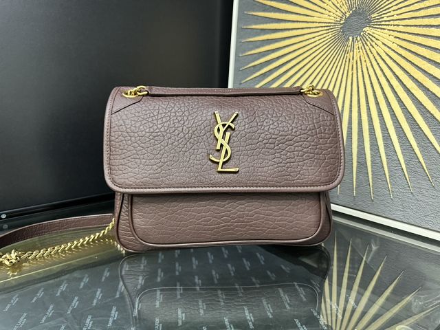 YSL original calfskin medium niki bag 633158 dark coffee