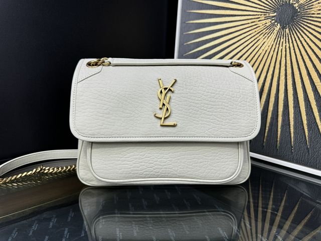 YSL original calfskin medium niki bag 633158 white