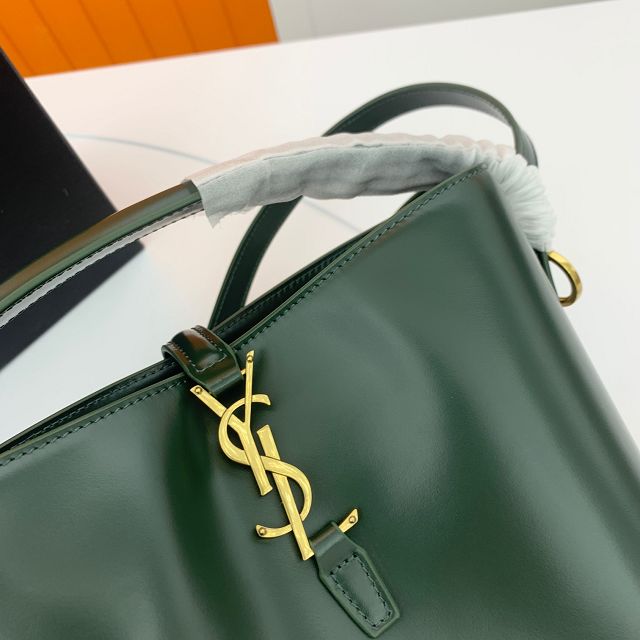 YSL original calfskin small le 37 bucket bag 749036 dark green