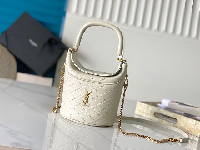 YSL original lambskin gaby mini bucket bag 763961 white