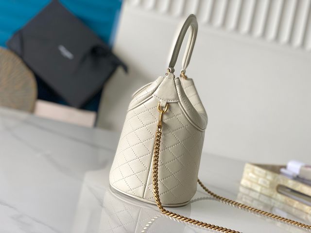 YSL original lambskin gaby mini bucket bag 763961 white