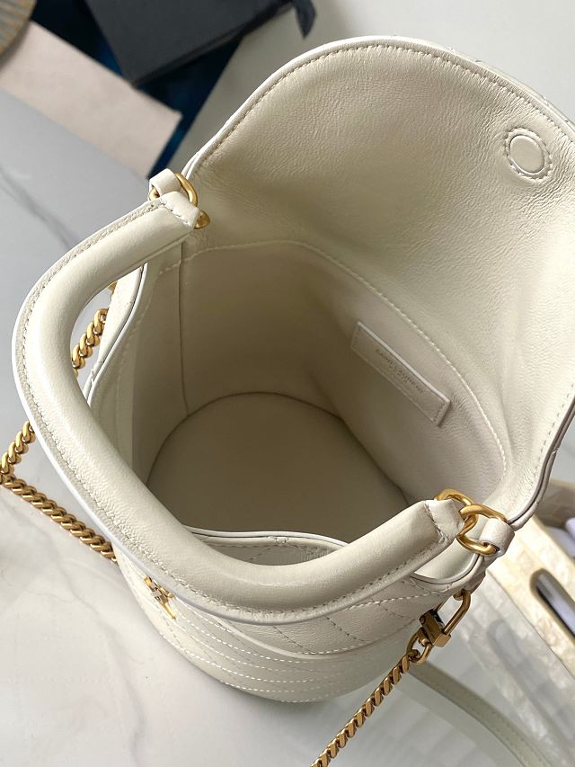 YSL original lambskin gaby mini bucket bag 763961 white