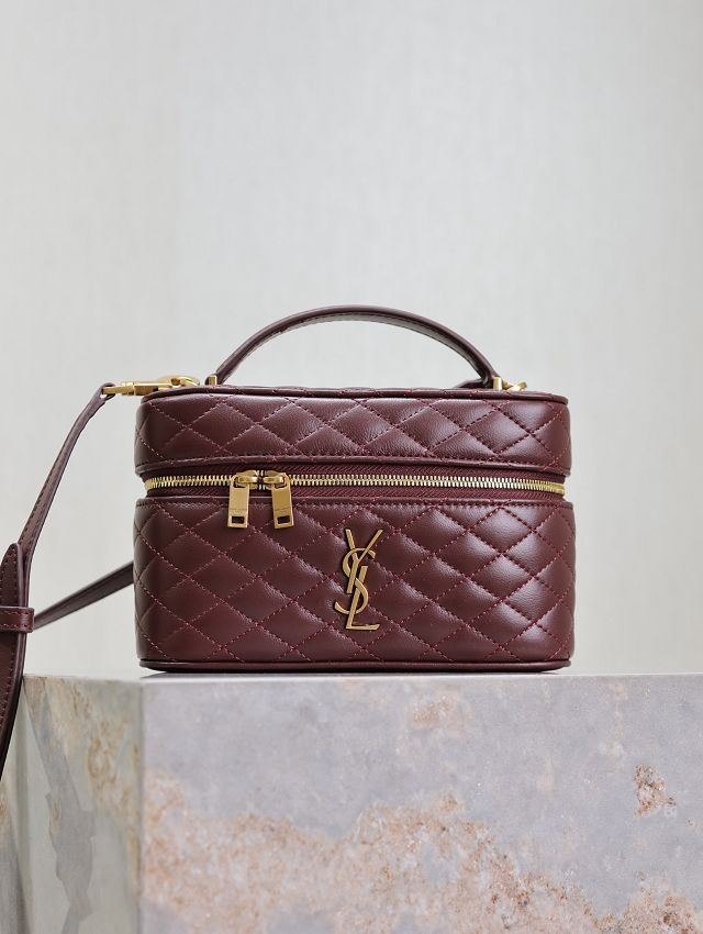 YSL original lambskin gaby vanity bag 766731 bordeaux