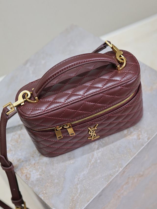 YSL original lambskin gaby vanity bag 766731 bordeaux