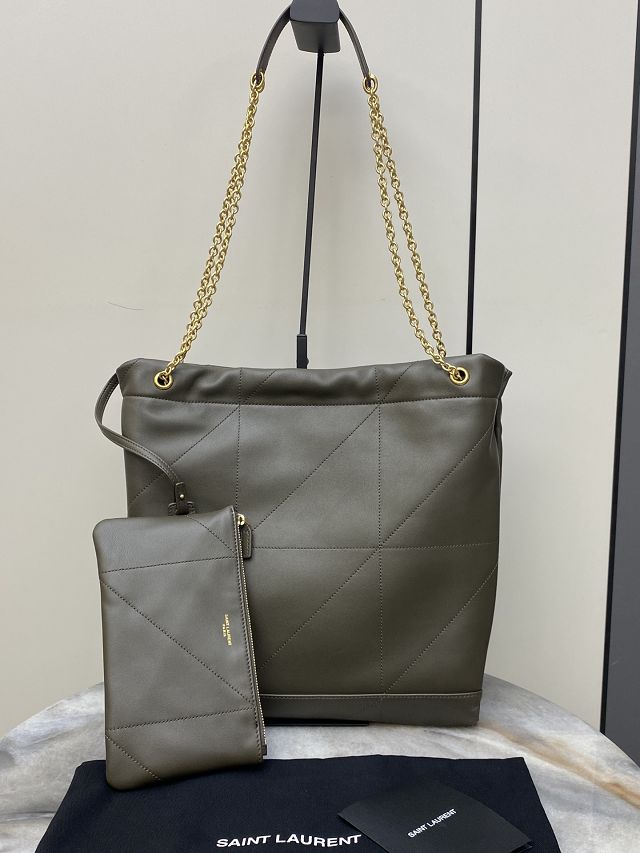 YSL original lambskin jamie 4.3 pochon bag 781666 dark green